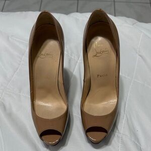 Christian Louboutin Brown Peep-Toe Heels